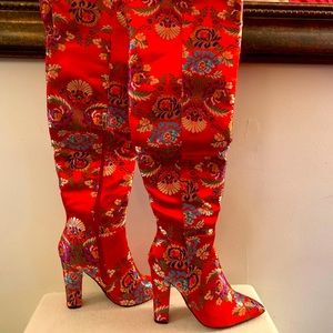 Red Bamboo Over the Knee Boots
